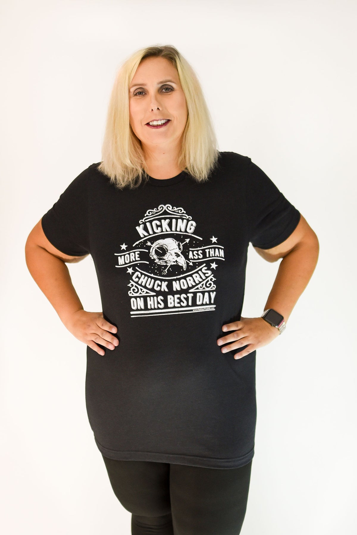 Kicking More Ass Than Chuck Norris Exclusive Graphic T by Fashion Freak LLC | Unisex Heathered Black