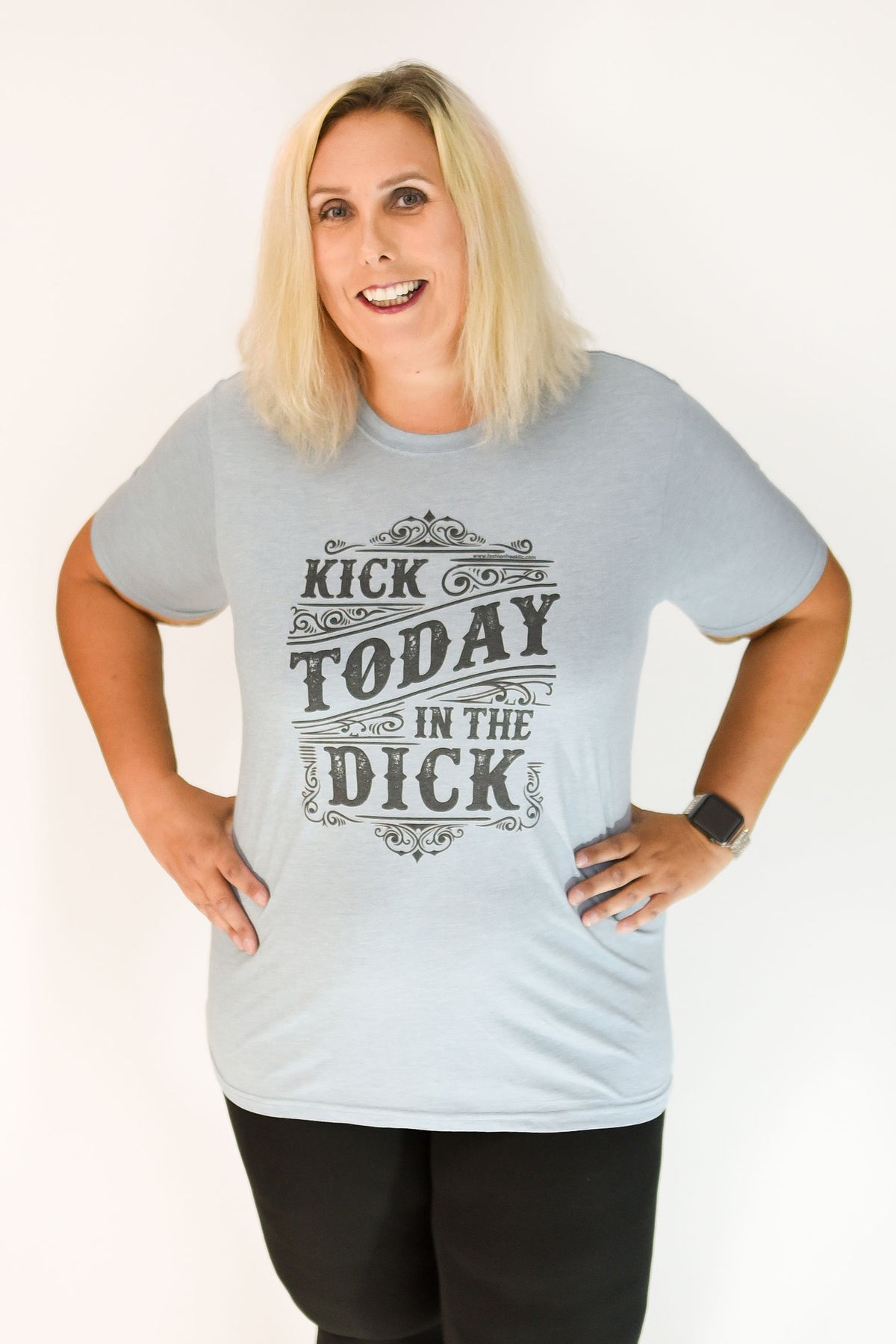 Kick Today in the Dick Exclusive Graphic T by Fashion Freak LLC | Unisex Vintage Blue