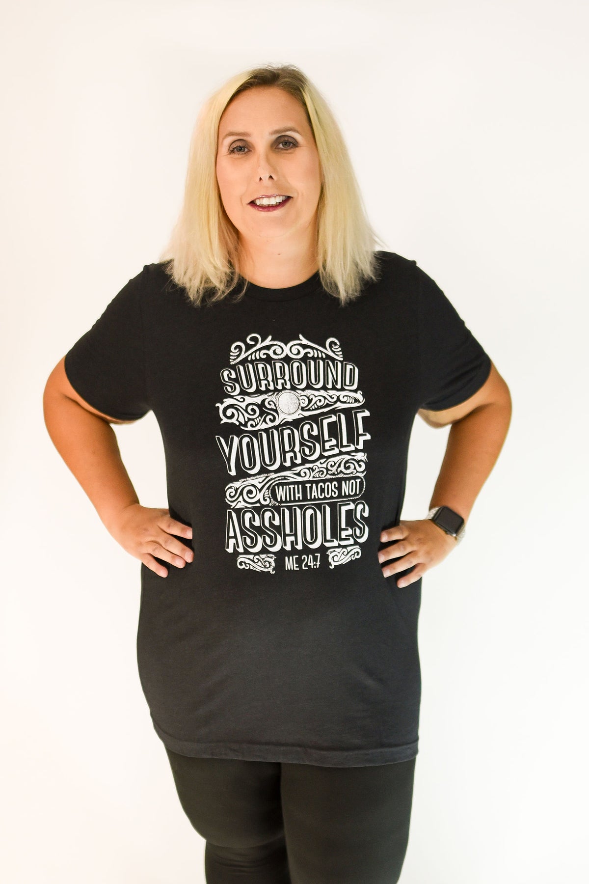Surround Yourself with Tacos Exclusive Graphic T by Fashion Freak LLC | Unisex Heathered Black
