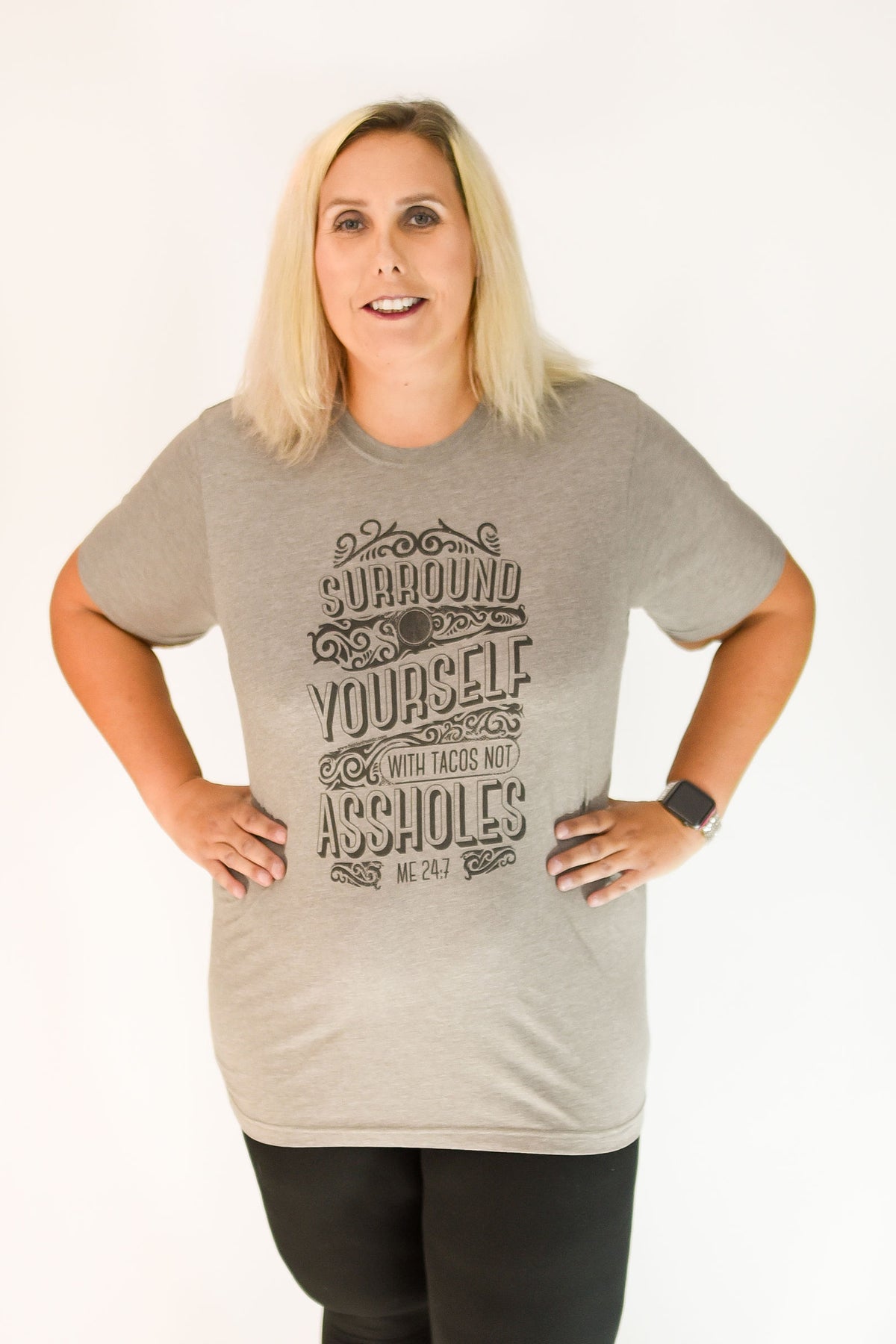 Surround Yourself with Tacos Exclusive Graphic T by Fashion Freak LLC | Unisex Ash Grey