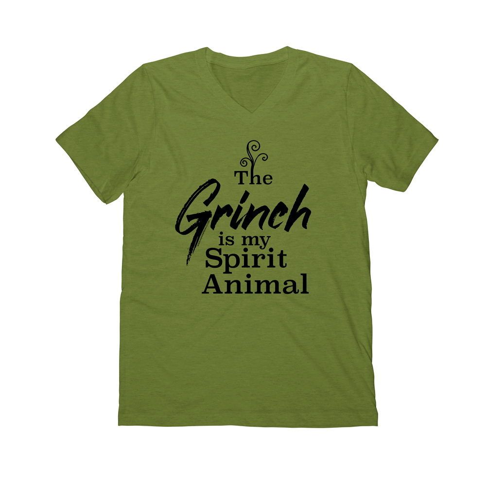 The Grinch is my Spirit Animal | Christmas Shirts | Grinch Green | V Neck Graphic Tee
