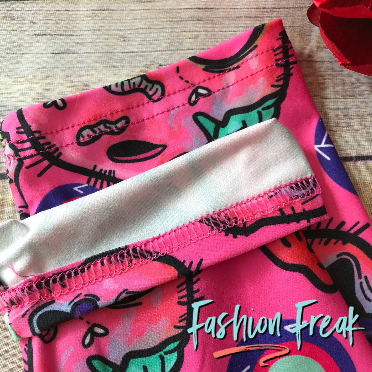 Bright AF Pink Zombie Exclusive Fashion Freak print leggings with Yoga Waistband for Ultimate comfort!