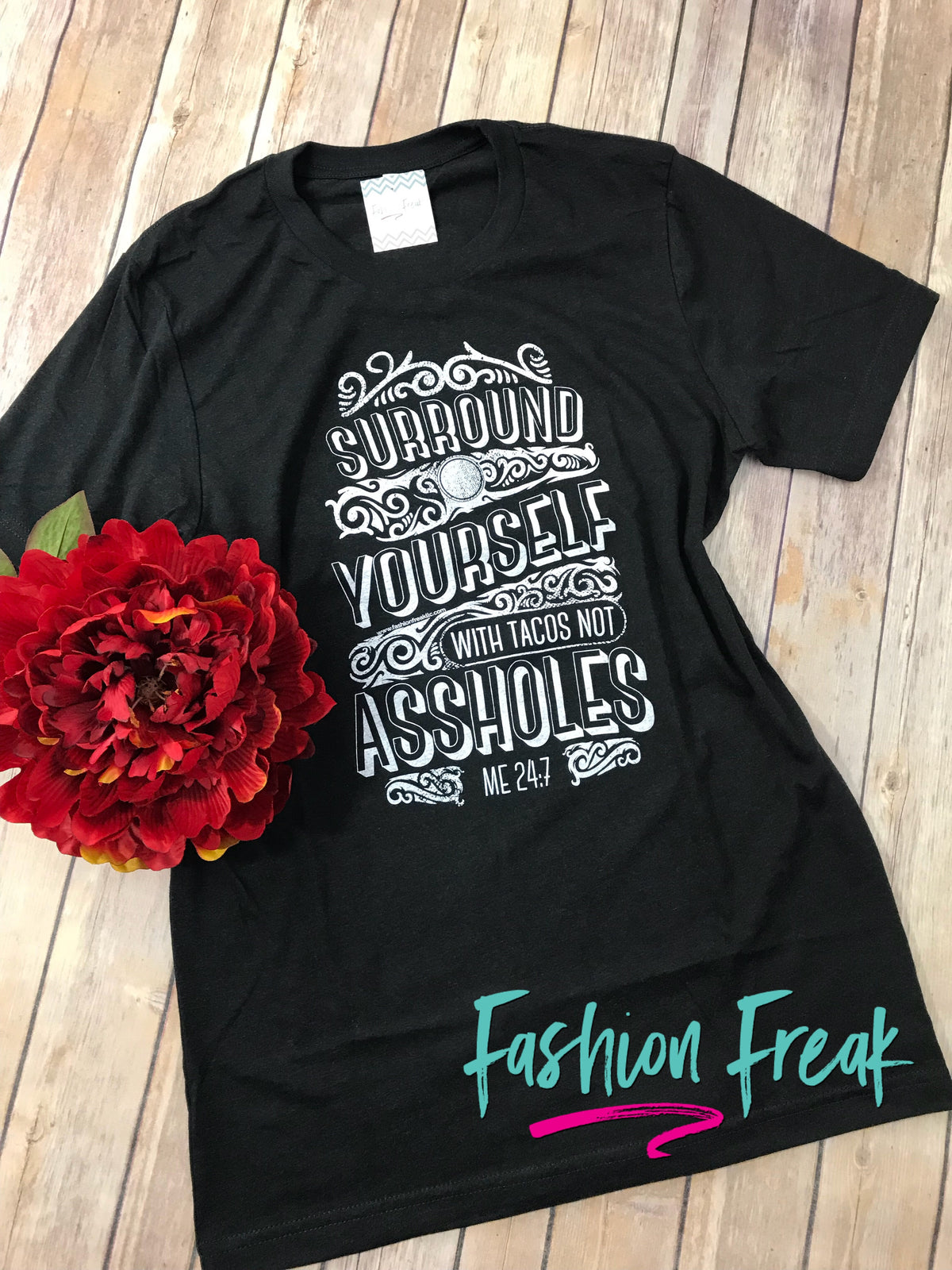 Surround Yourself with Tacos Exclusive Graphic T by Fashion Freak LLC | Unisex Heathered Black