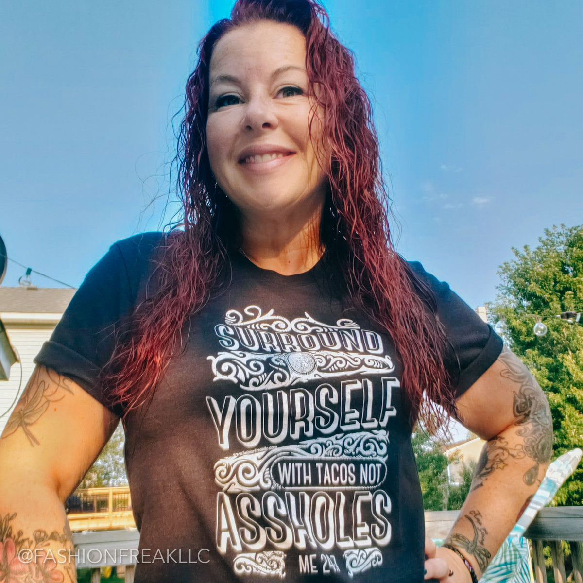 surround yourself with tacos not assholes graphic tee Candy W Midwest Mother Punker Freakn Proud