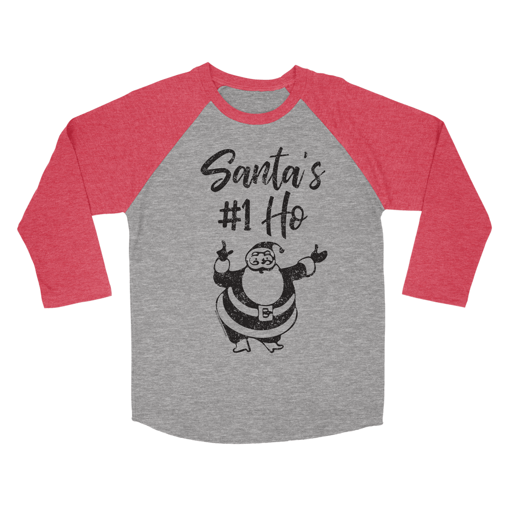 Santa's #1 Ho | Red & Grey Raglan Baseball Tee | Fashion Freak LLC | Apple Valley, MN