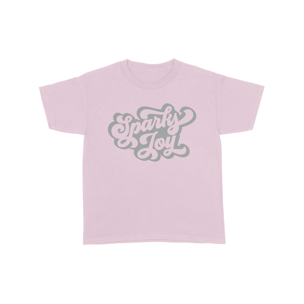 Sparks Joy | Pink Shirt Metallic Silver Print | Kids Shirt | Fashion Freak 